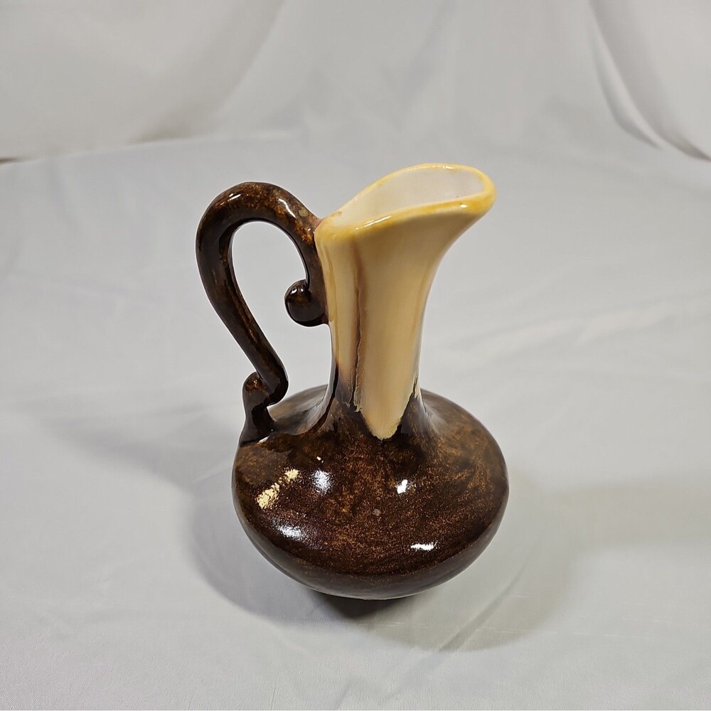 Vintage 1968 Dalton USA Brown Drip Glaze Genie Pitcher Vase Ceramic Ewer